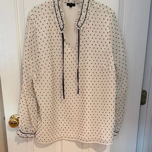 Talbots Cream Blouse with Black Dots